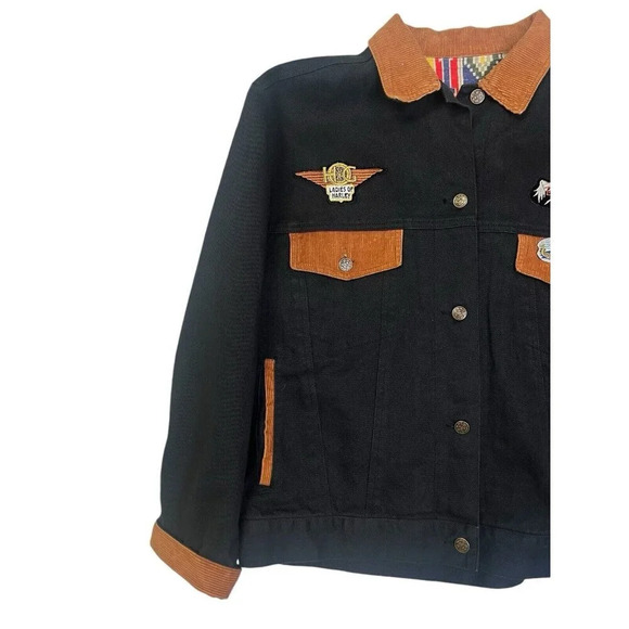 Harley Davidson Motorcycle Jacket Denim Ride With The Wind Pegasus Patch Wmns 2X - Picture 11 of 16